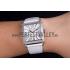 Franck Muller Master Square Diamond Encrusted Stainless Steel Bezel White Croco Bracelet 80284