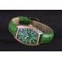 Cheap Franck Muller Casablanca Green Croco Leather Band Crystal Encrusted Bezel  621646