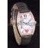 Franck Muller Heart Diamond Gold Bezel Grey Leather Band  621591