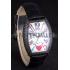 Cheap Franck Muller Heart Diamond Silver Bezel Black Leather Band  621595