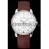 Cheap Swiss Girard-Perregaux 1966 White Dial Silver Diamond Case Brown Leather Strap