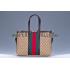 Gucci Rania Web GG Canvas with Brown Leather Trim  Handle Tote