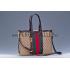 Gucci Rania Web GG Canvas with Brown Leather Trim  Handle Tote