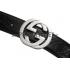 Guccissima Black Leather Belt with Interlocking G Buckle Replica