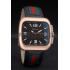 Gucci Black Leather Strap Rose Gold Bezel Black Dial 80222