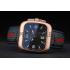 Gucci Black Leather Strap Rose Gold Bezel Black Dial 80222