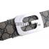 Replica Gucci  Rectangular Silver Double G Buckle Reversible Monogram Belt