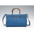 Gucci Bamboo Shopper Leather Small Tote Blue  607315