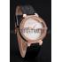 Gucci Interlocking Rose Gold Bezel with Diamonds and Black Leather Band  621514 Replica