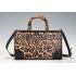 Gucci Bamboo Shopper Leather Small Tote Animal Print  607318