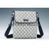 Gucci Small Messenger Flap Bag with GG Canvas Blue Leather Trim Replica