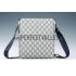 Gucci Small Messenger Flap Bag with GG Canvas Blue Leather Trim Replica