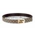 Gucci  Rectangular Brass Double G Buckle Reversible Monogram Belt