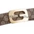 Gucci  Rectangular Brass Double G Buckle Reversible Monogram Belt