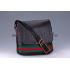 Gucci Web Black Leather Medium Messenger Bag