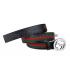 Gucci  Black Leather Trim Green Red Signature Web Interlocking Silver G Buckle Belt