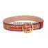 Gucci Red Leather Belt with Golden Interlocking G Buckle Replica