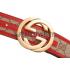 Gucci Red Leather Belt with Golden Interlocking G Buckle Replica