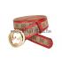 Gucci Red Leather Belt with Golden Interlocking G Buckle Replica