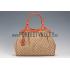 Gucci Sukey Large Tote Orange Trim Beige Fabric