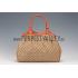 Gucci Sukey Large Tote Orange Trim Beige Fabric