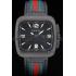 Cheap Gucci Black Leather Strap Black Ceramic Bezel Black Dial 80220