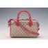 Gucci Boston Supreme Canvas Shoulder Bag Red & Fuchsia