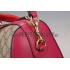 Gucci Boston Supreme Canvas Shoulder Bag Red & Fuchsia