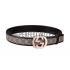 Gucci  Brown Leather Trim Interlocking Brass G Buckle Monogram Belt