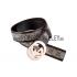 Gucci  Brown Leather Trim Interlocking Brass G Buckle Monogram Belt