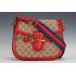 Gucci Lady Web GG Canvas And Red Leather Medium Bag  18926783