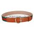 Cheap Gucci Web Brown Leather Belt with Golden Rimmed Buckle