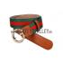 Cheap Gucci Web Brown Leather Belt with Golden Rimmed Buckle