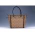 Gucci Large Logo Printed Canvas Brown Leather Trim Shopper Tote