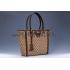 Gucci Large Logo Printed Canvas Brown Leather Trim Shopper Tote