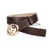 Guccissima Brown Leather Belt with Square Interlocking Buckle