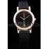 Gucci Polished Rose Gold Bezel Black Dial Black Leather Strap