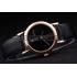 Gucci Polished Rose Gold Bezel Black Dial Black Leather Strap