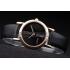 Gucci Polished Rose Gold Bezel Black Dial Black Leather Strap