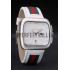 Gucci White Leather Strap Polished Stainless Steel Bezel White Dial 80218