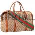 Gucci Lady Web GG Canvas Boston Bag Brown