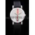 Gucci Small Polished Stainless Steel Bezel White Dial Black Leather Strap