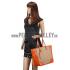 Gucci GG Supreme Canvas And Orange Leather Tote 18926778