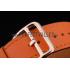 Replica Hermes Heure H Rose Gold Diamond Encrusted Bezel Orange Leather Strap White Dial 80237