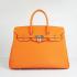 Hermes Original leather 6089 Ladies Cow Leather Orange Handbag