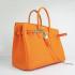 Hermes Original leather 6089 Ladies Cow Leather Orange Handbag