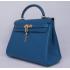 Hermes Kelly H1043 Ladies Cow Leather Blue Handbag