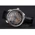 Replica Swiss Hermes Arceau Skeleton Black Dial Blue Hands Stainless Steel Case Black Leather Strap