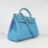 Hermes Kelly 6308 2way Cow Leather Blue Handbag