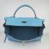 Hermes Kelly 6308 2way Cow Leather Blue Handbag